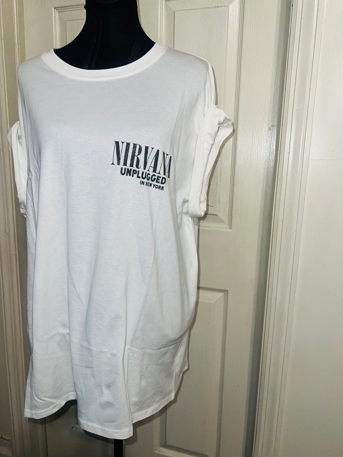 Nirvana Double Sided Oversized Distressed Tee