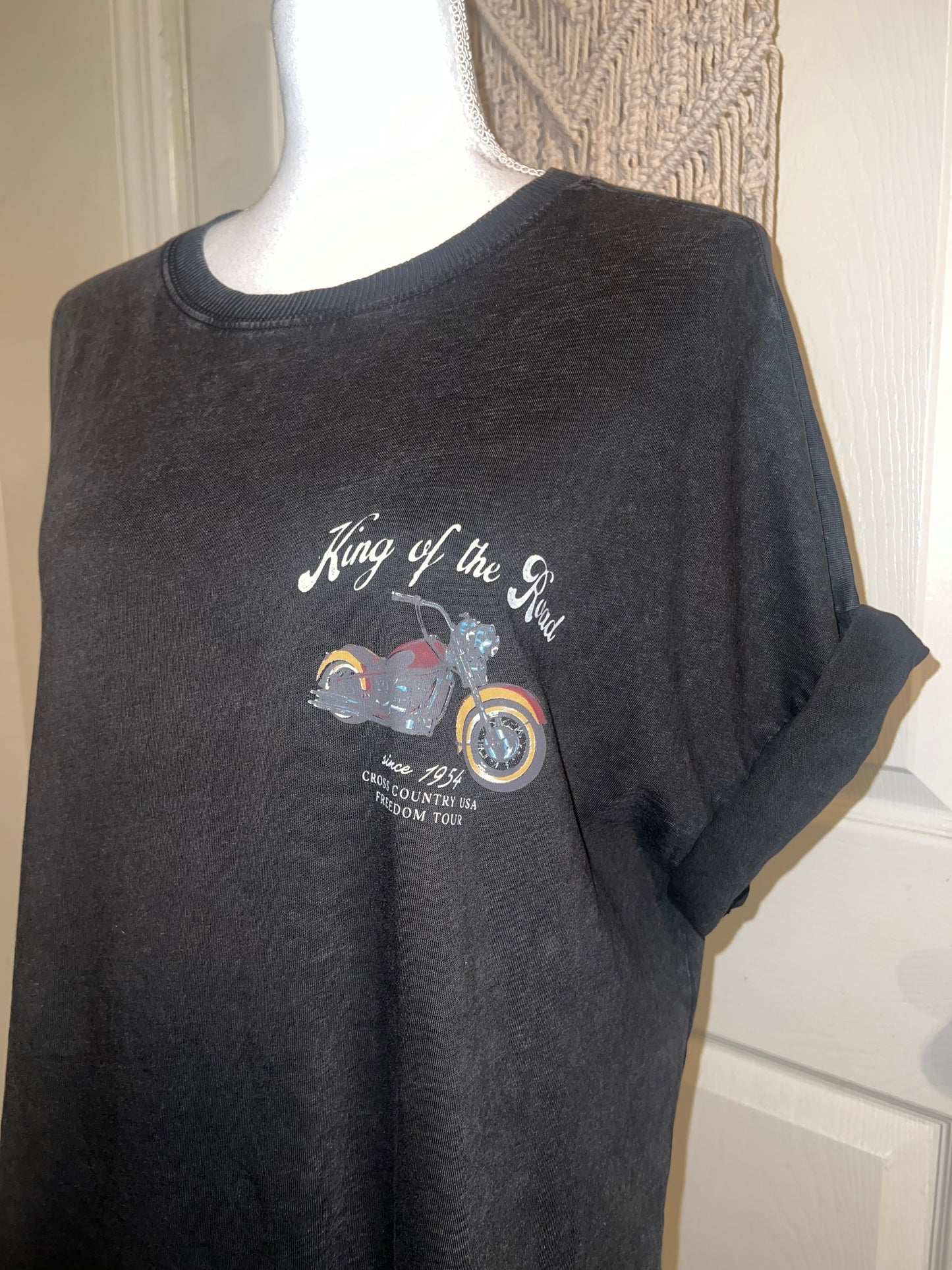 Motorcycle Tour Double Sided Oversized Distressed Tee