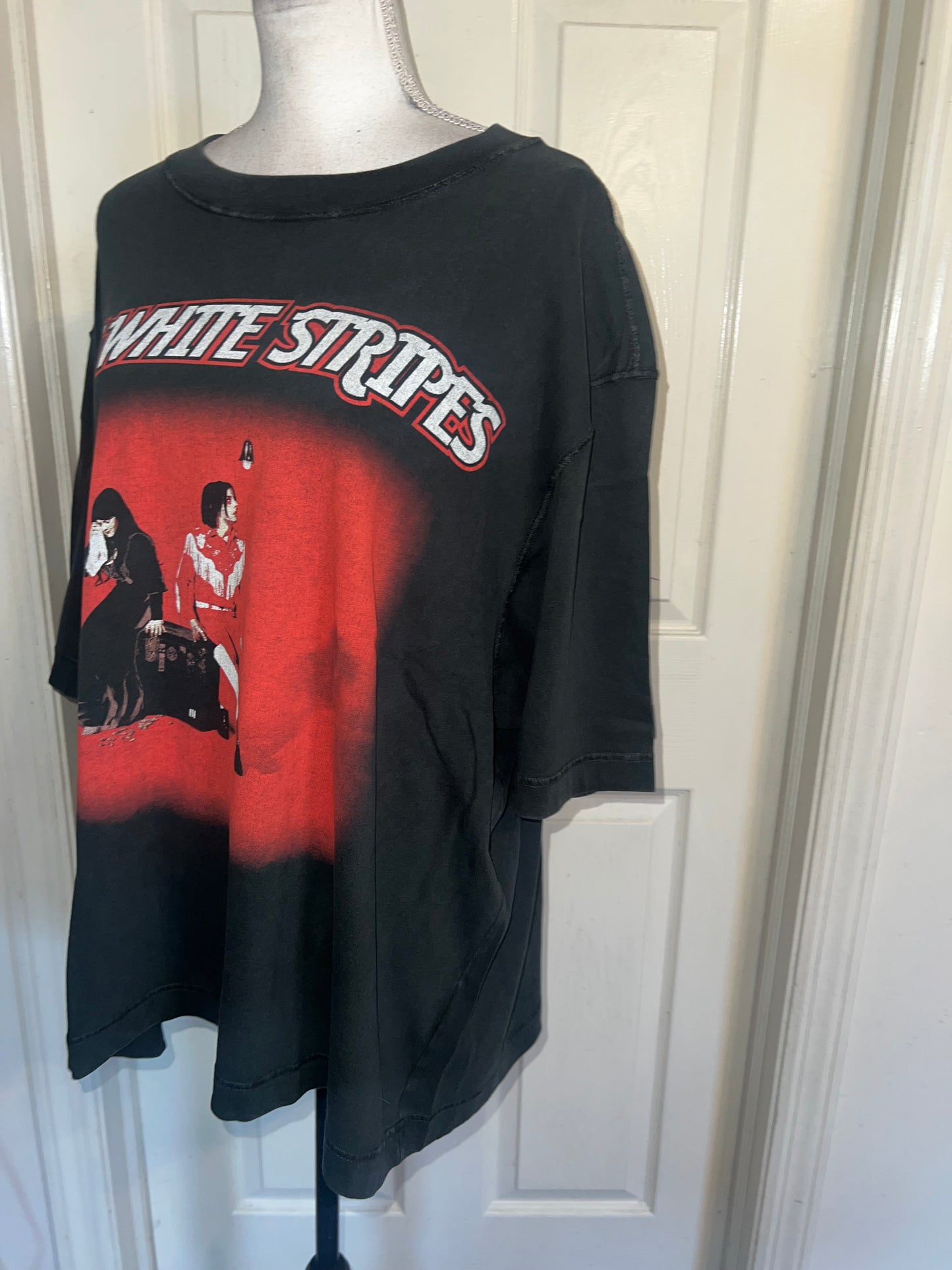 The White Stripes Double Sided Oversized Distressed Tee