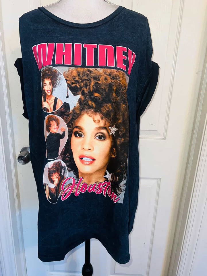 Whitney Houston Double Sided Oversized Distressed Tee
