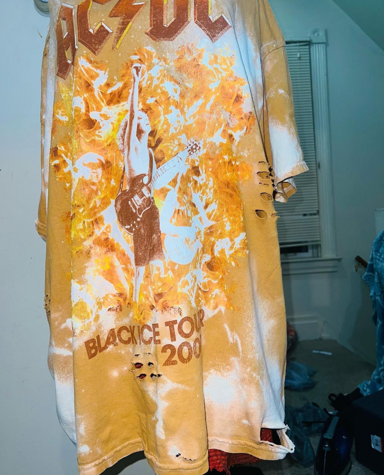 AC/DC Bleached Oversized Distressed Tee