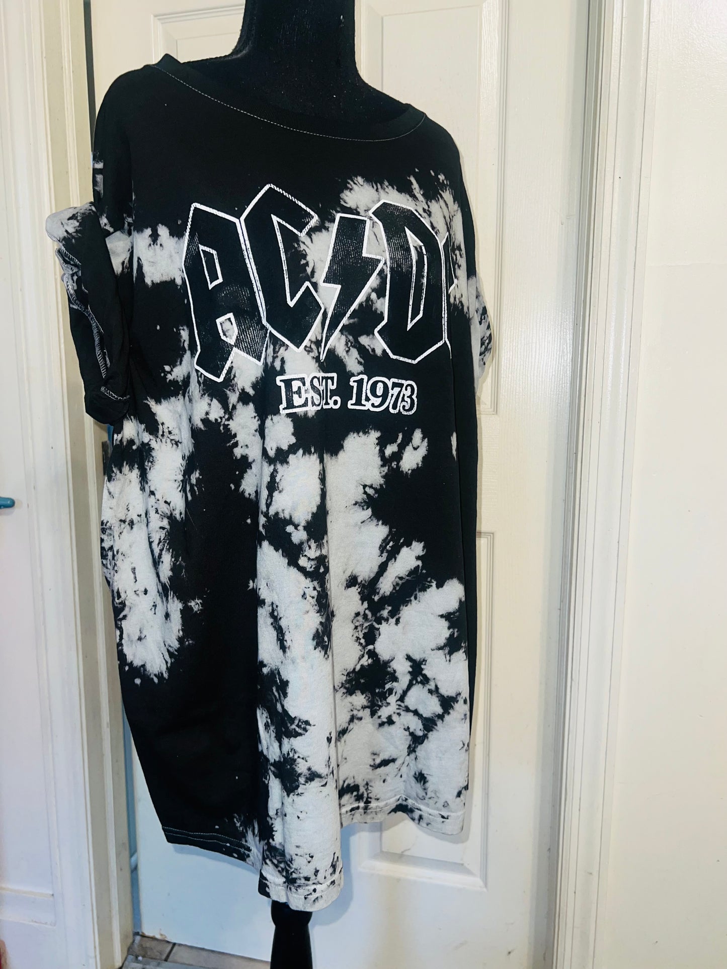 AC/DC Tie Dye Oversized Distressed Tee