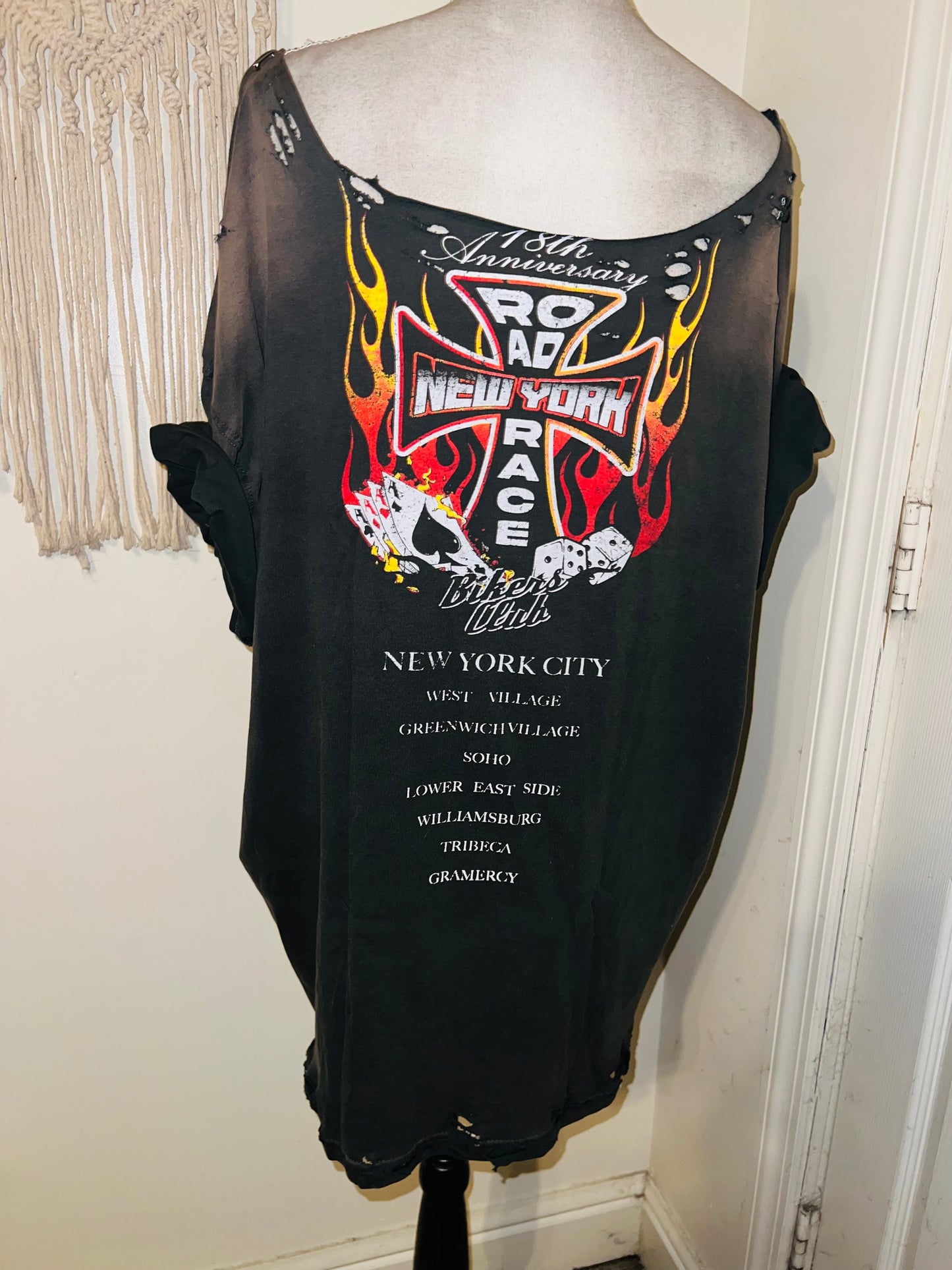Bikers Club Road Race 18th Anniversary Oversized Distressed Tee
