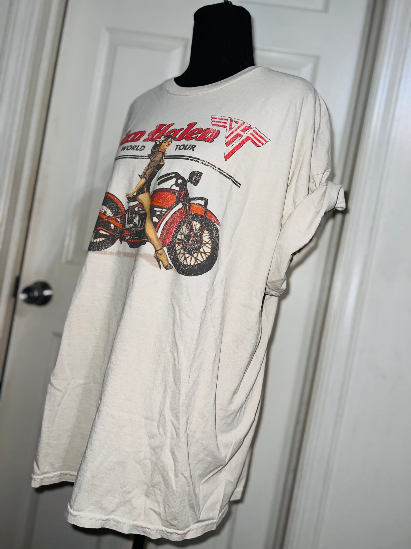 Van Halen Motorcycle Pin Up Oversized Tee