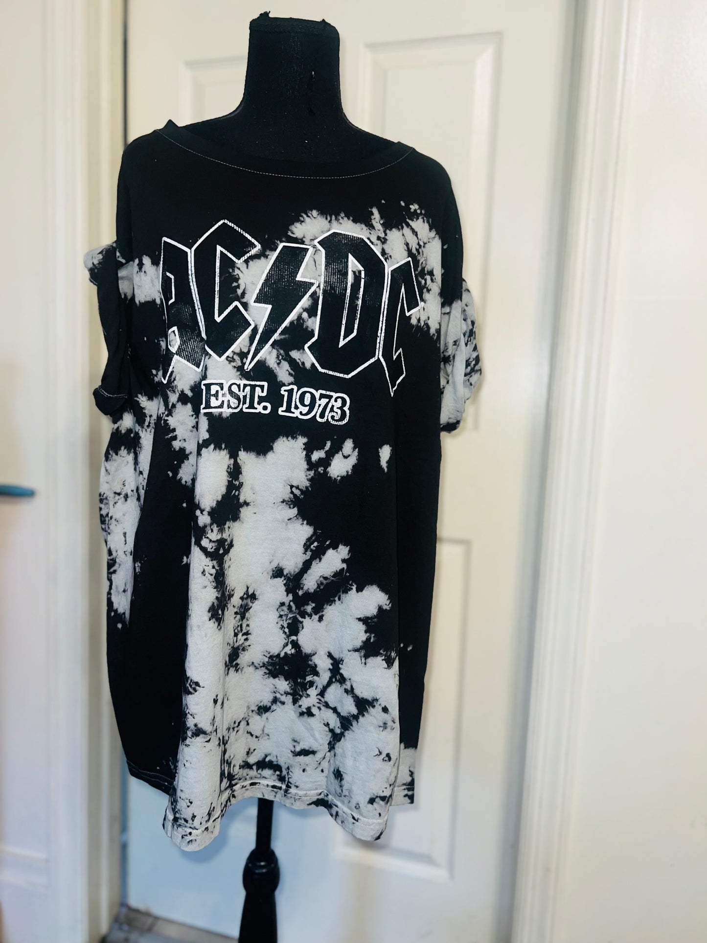 AC/DC Tie Dye Oversized Distressed Tee