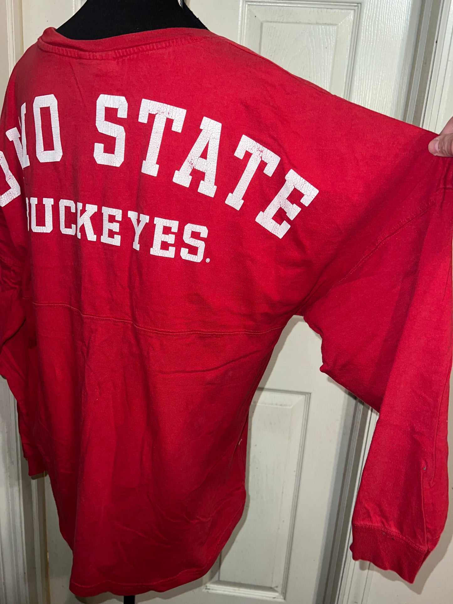 Ohio State Double Sided Oversized Distressed Long Sleeve Tee