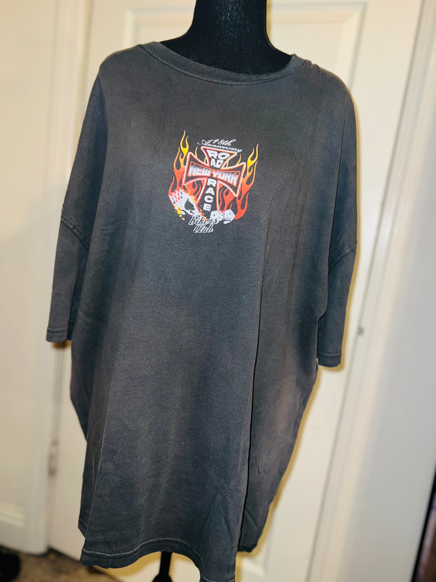 Bikers Club Road Race 18th Anniversary Vintage Oversized Distressed Tee