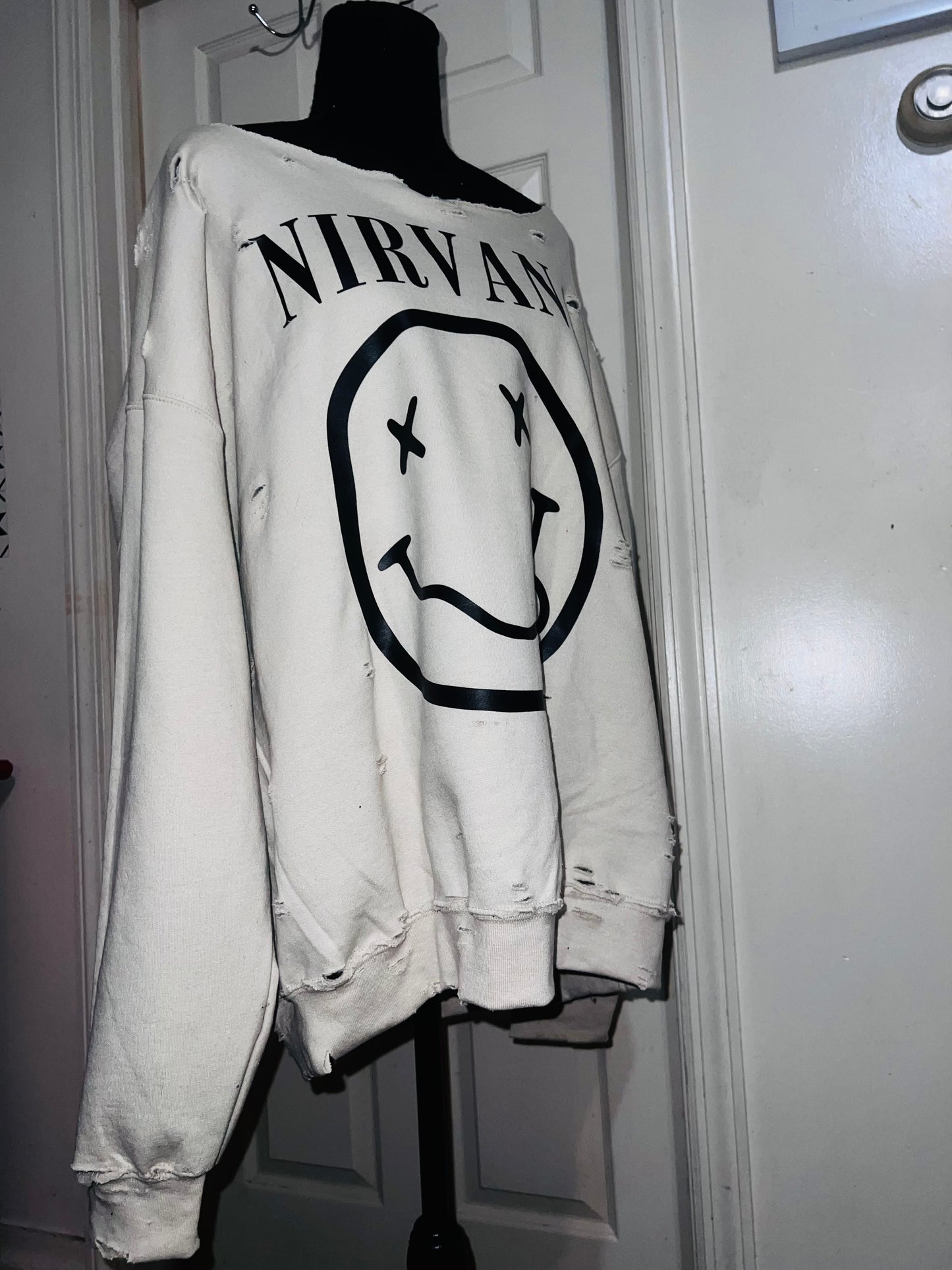 Nirvana Oversized Distressed Sweatshirt