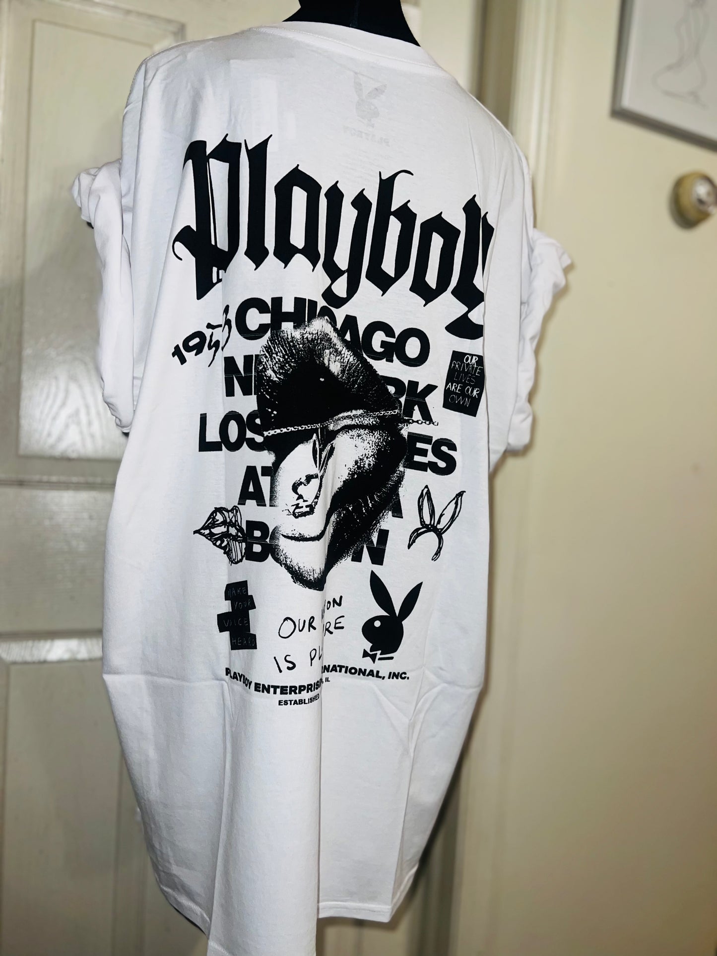 Playboy Double Sided Oversized Distressed Tee