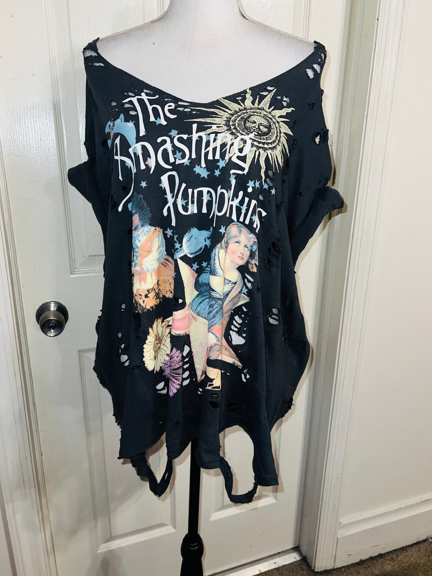 Smashing Pumpkins Double Sided Oversized Distressed Tee