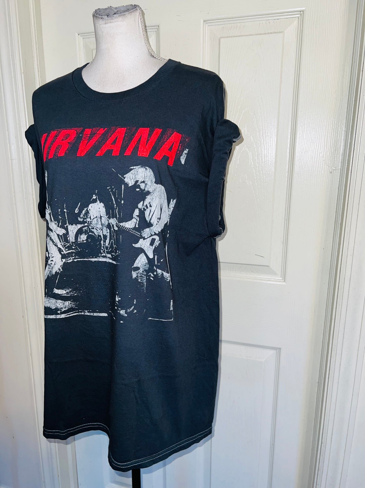 Nirvana Double Sided Oversized Distressed Tee