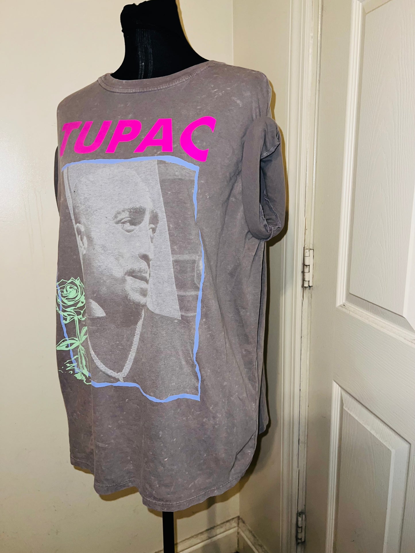 Tupac Double Sided Oversized Distressed Tee