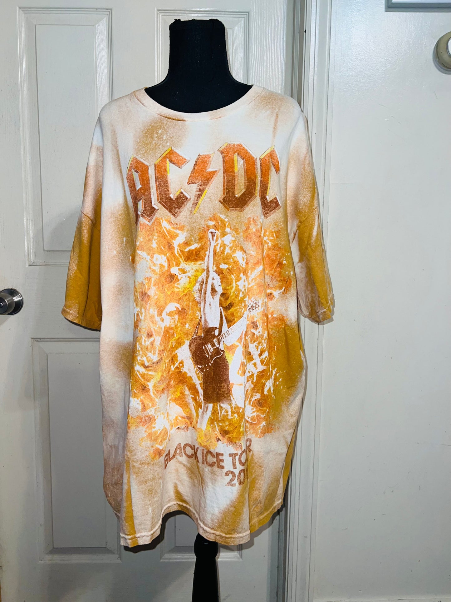 AC/DC Bleached Oversized Distressed Tee