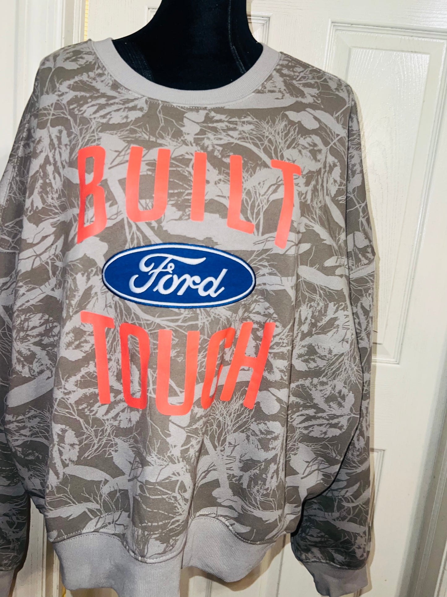 Ford Oversized Distressed Camo Sweatshirt