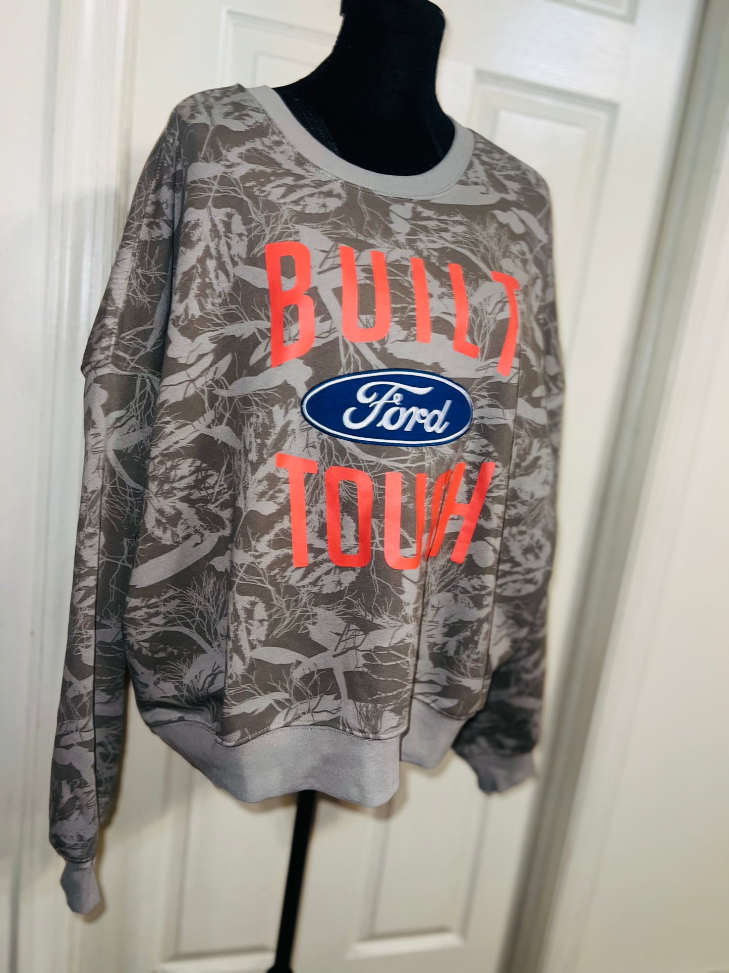 Ford Oversized Distressed Camo Sweatshirt