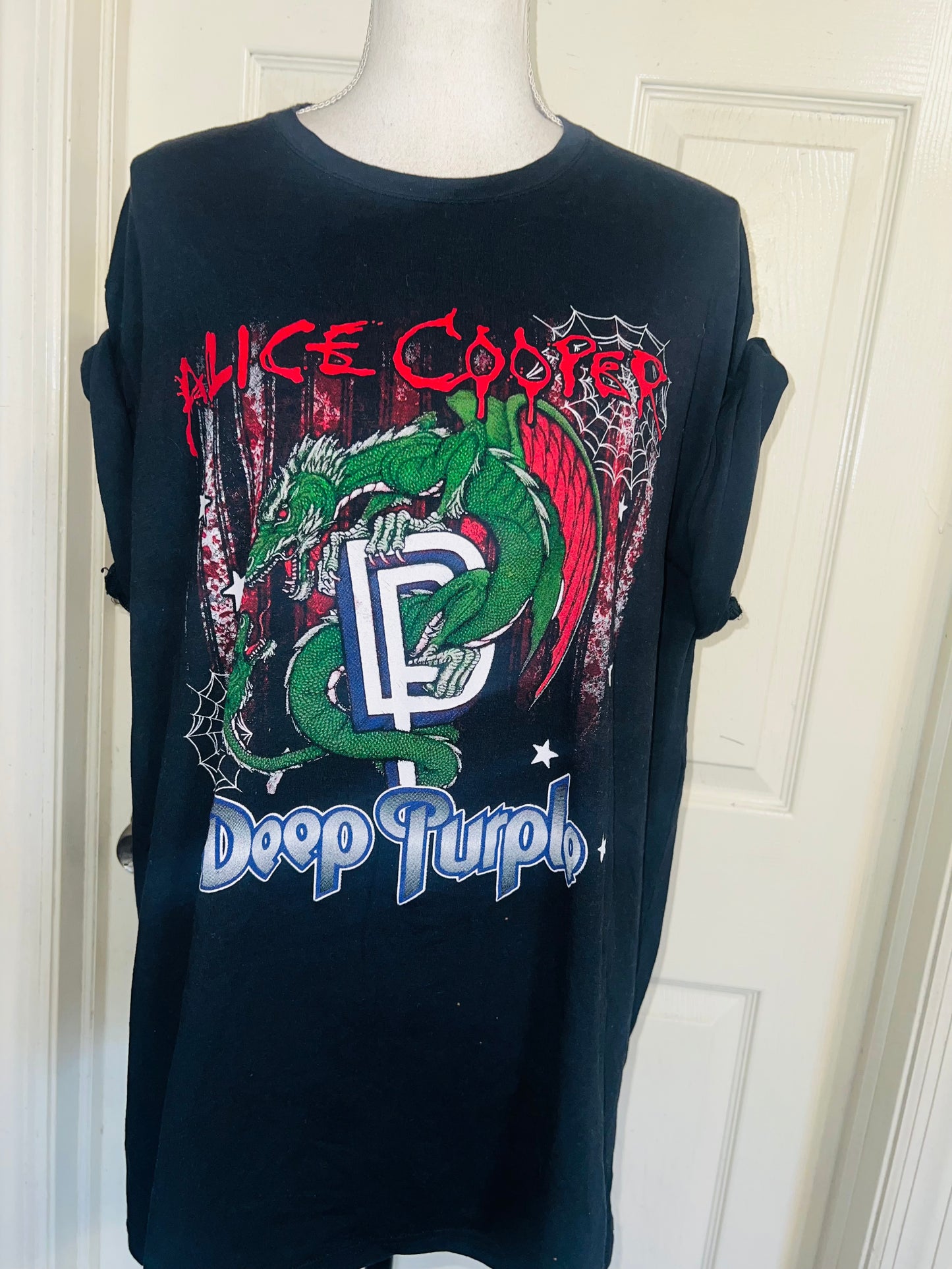 Alice Cooper and Deep Purple Double Sided Oversized Distressed Tee