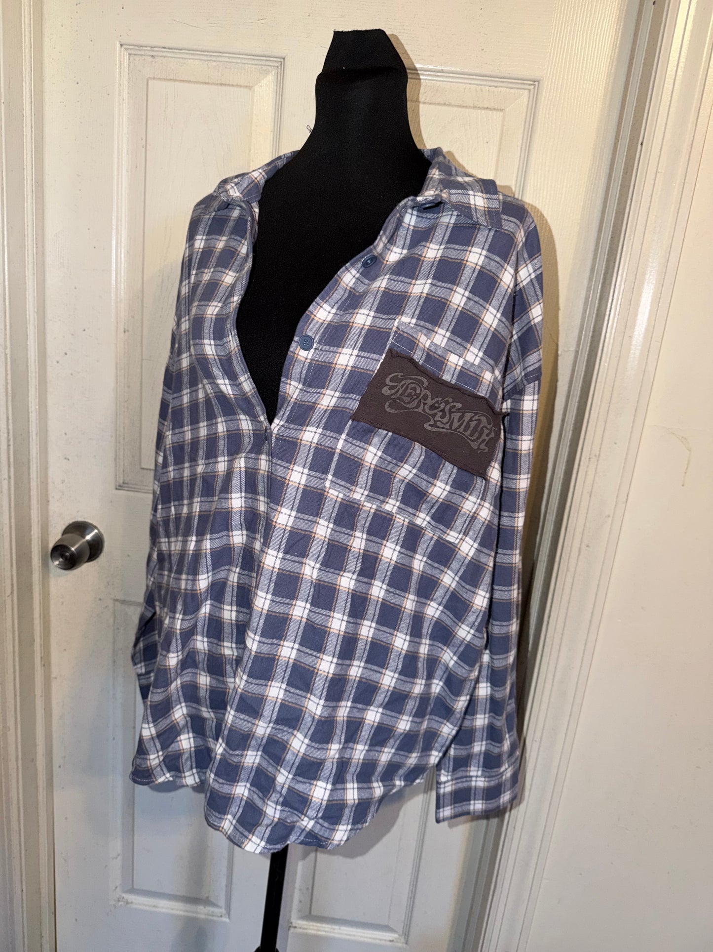 Aerosmith Oversized Double Sided Distressed Flannel