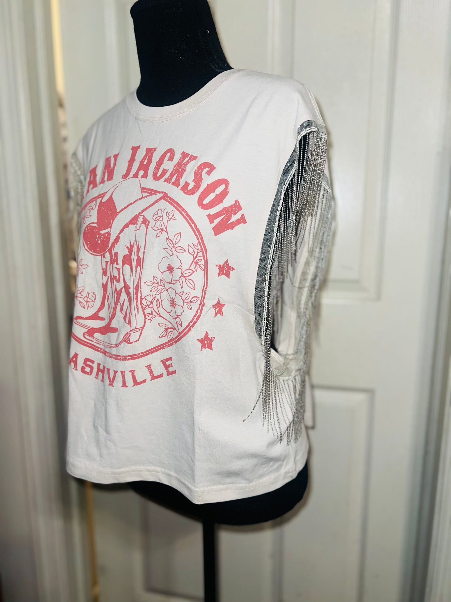Alan Jackson Oversized Metal Fringe Muscle Tee