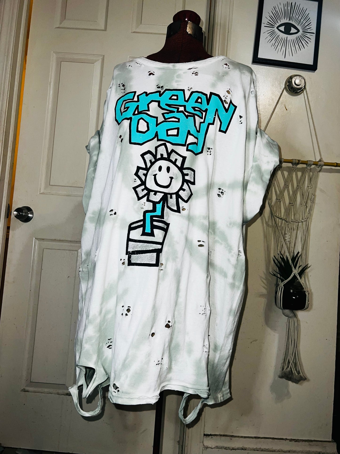 Green Day Tie Dye Double Sided Distressed Tee