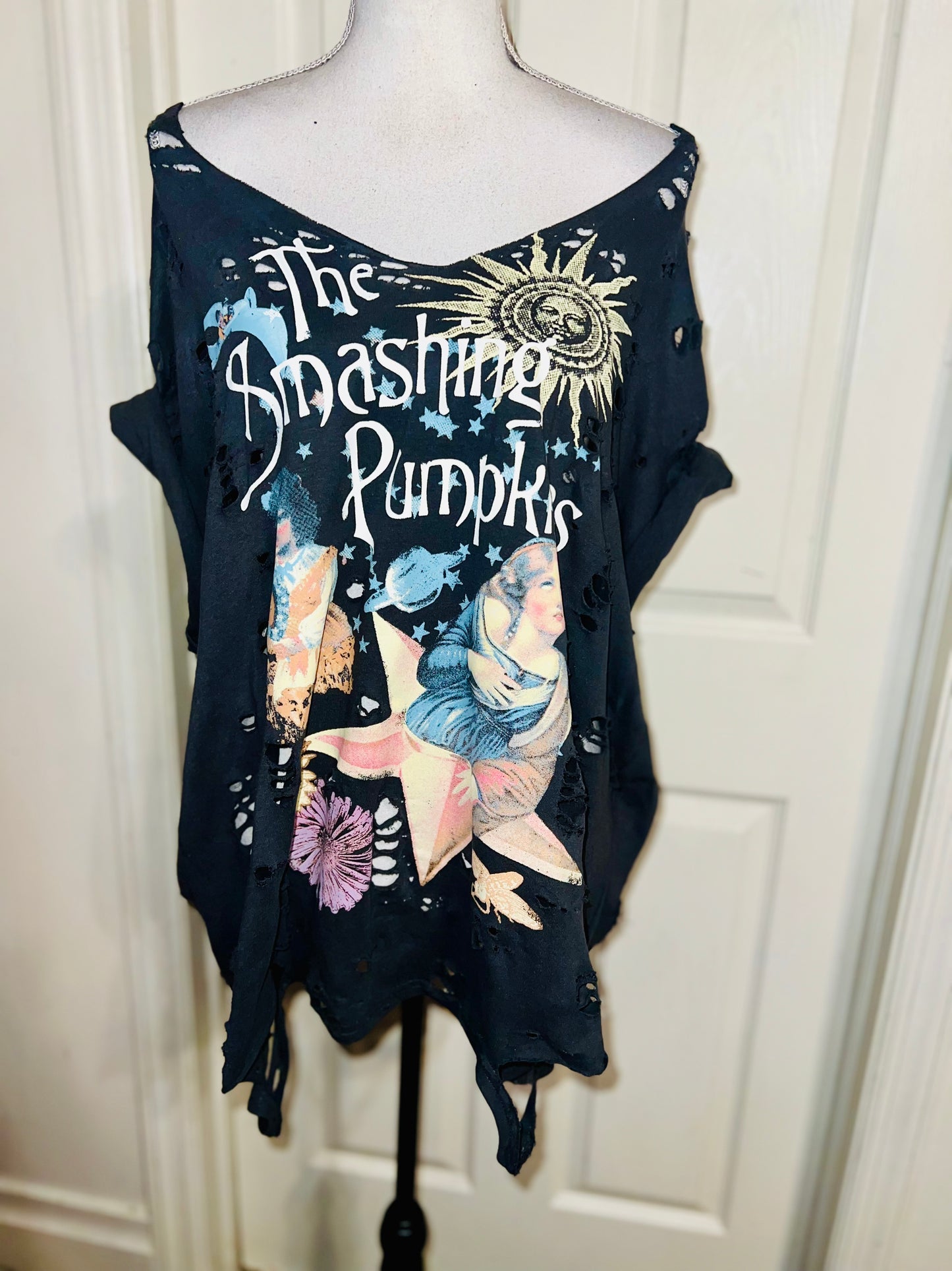 Smashing Pumpkins Double Sided Oversized Distressed Tee