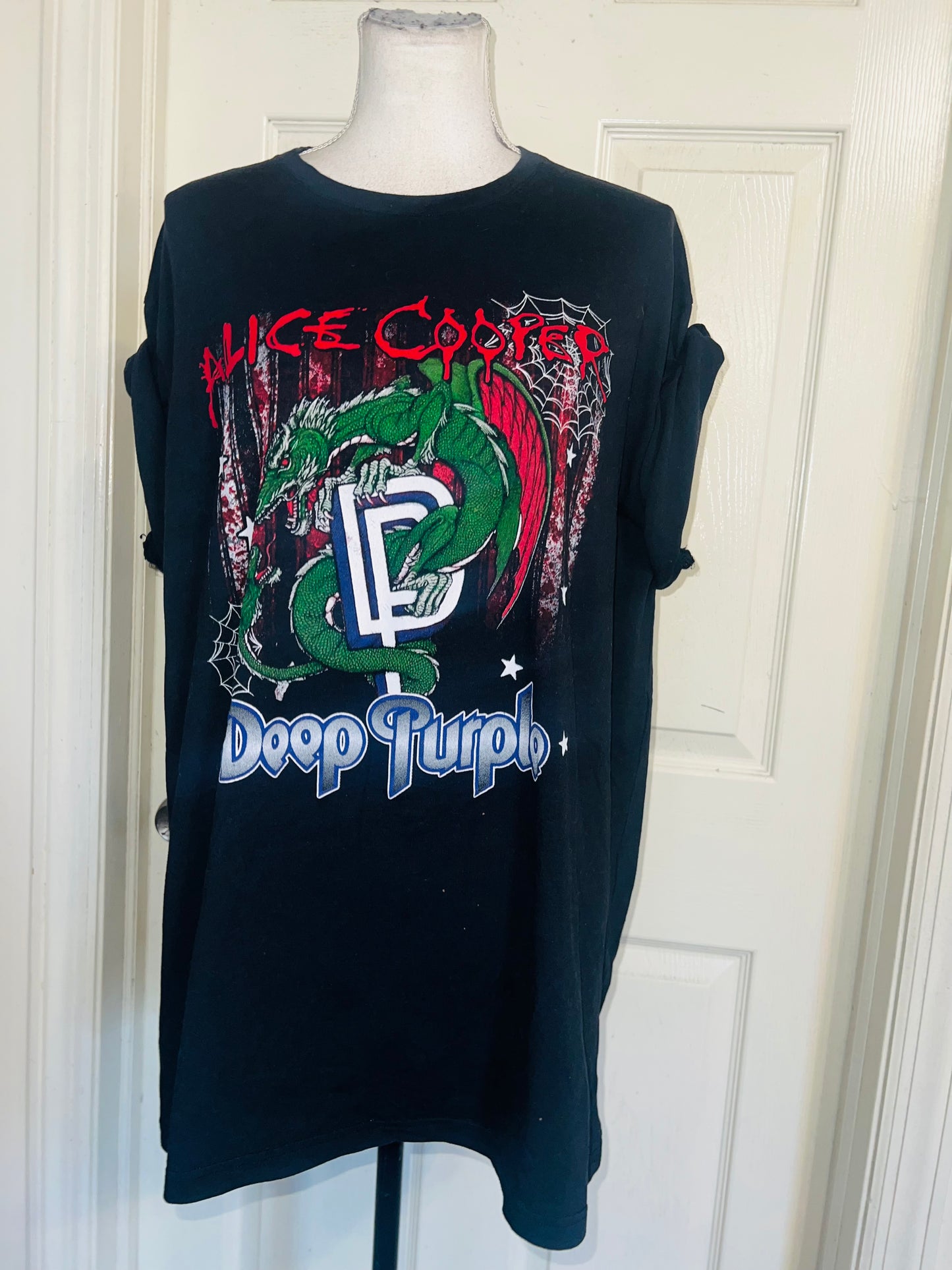 Alice Cooper and Deep Purple Double Sided Oversized Distressed Tee