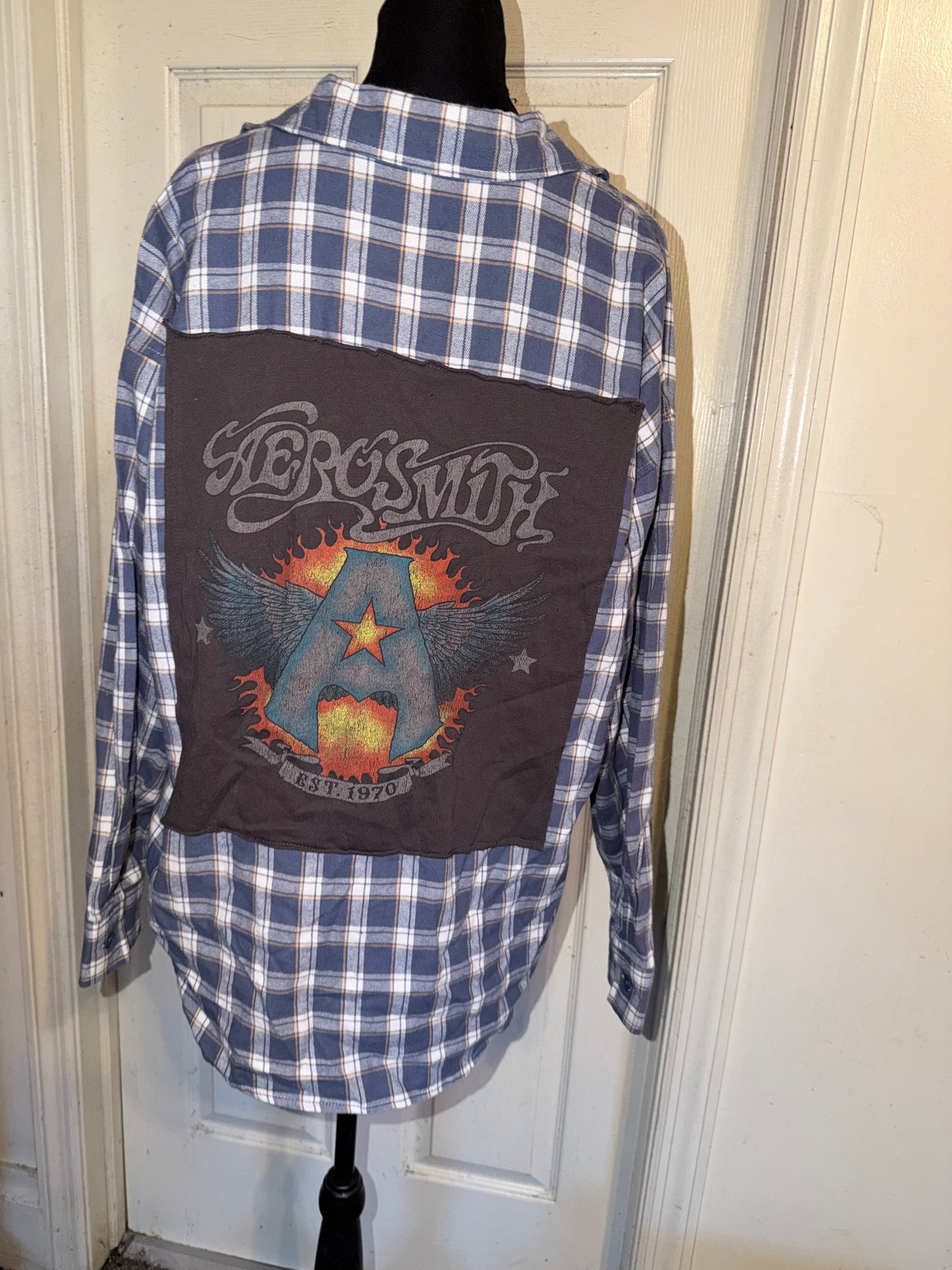 Aerosmith Oversized Double Sided Distressed Flannel