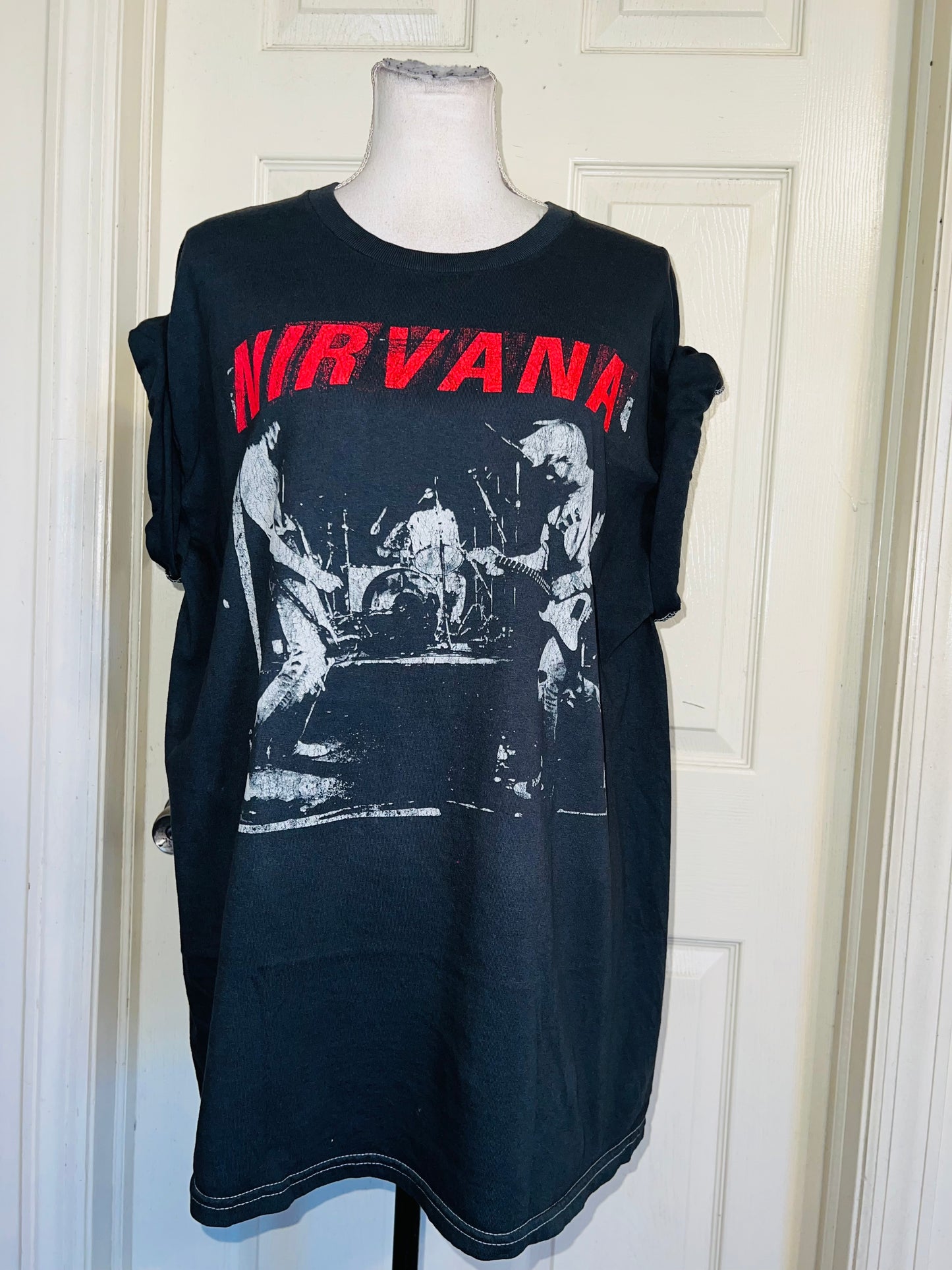 Nirvana Double Sided Oversized Distressed Tee
