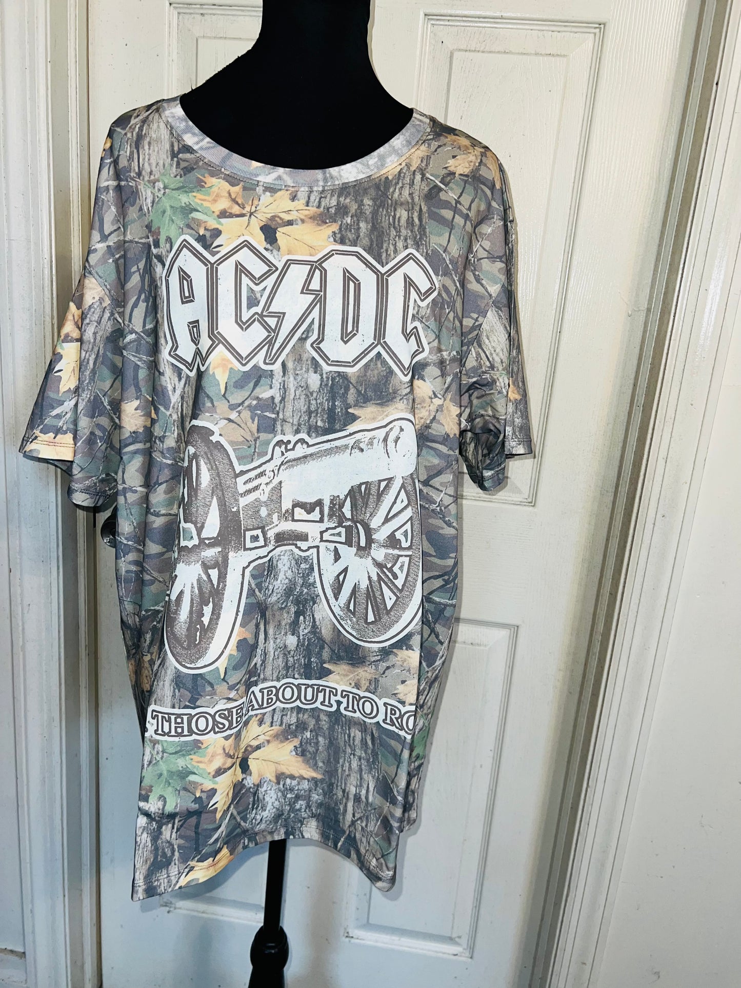 AC/DC Camo Oversized Distressed Tee