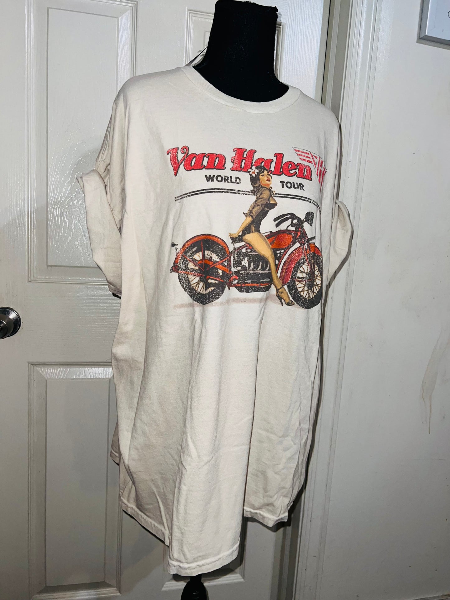 Van Halen Motorcycle Pin Up Oversized Tee