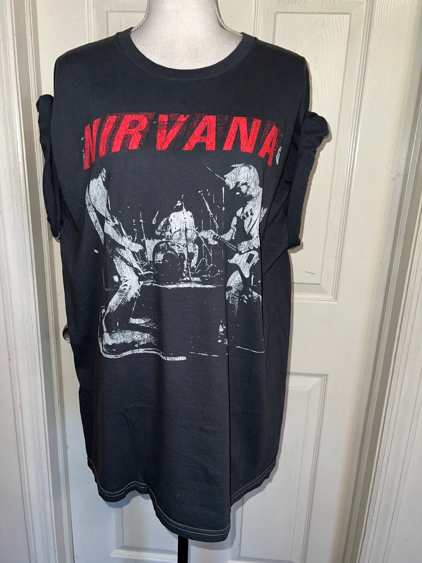 Nirvana Double Sided Oversized Distressed Tee
