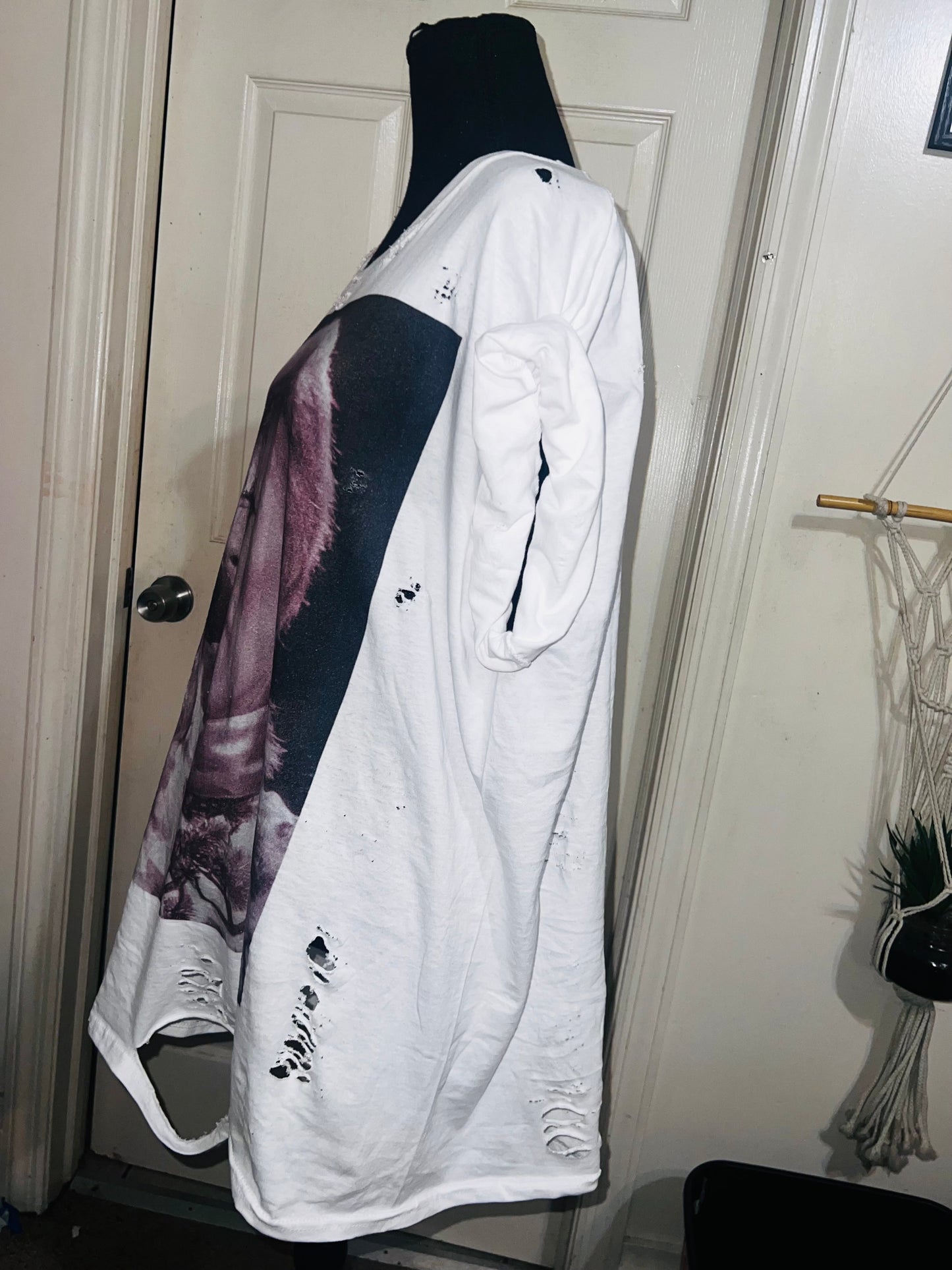 David Bowie Black & White Oversized Distressed Tee