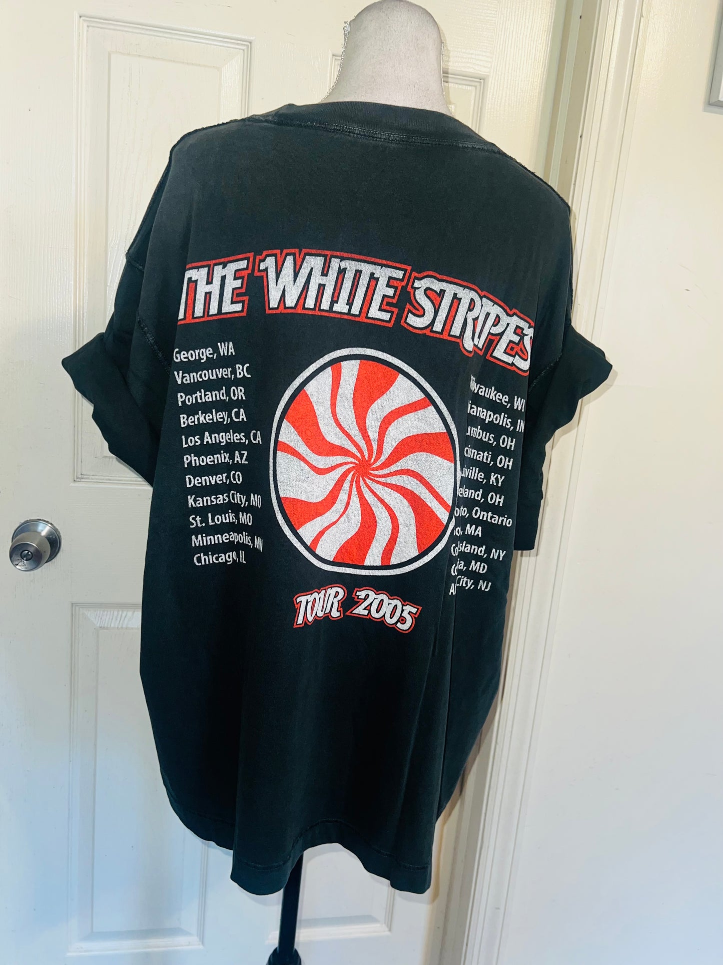 The White Stripes Double Sided Oversized Distressed Tee