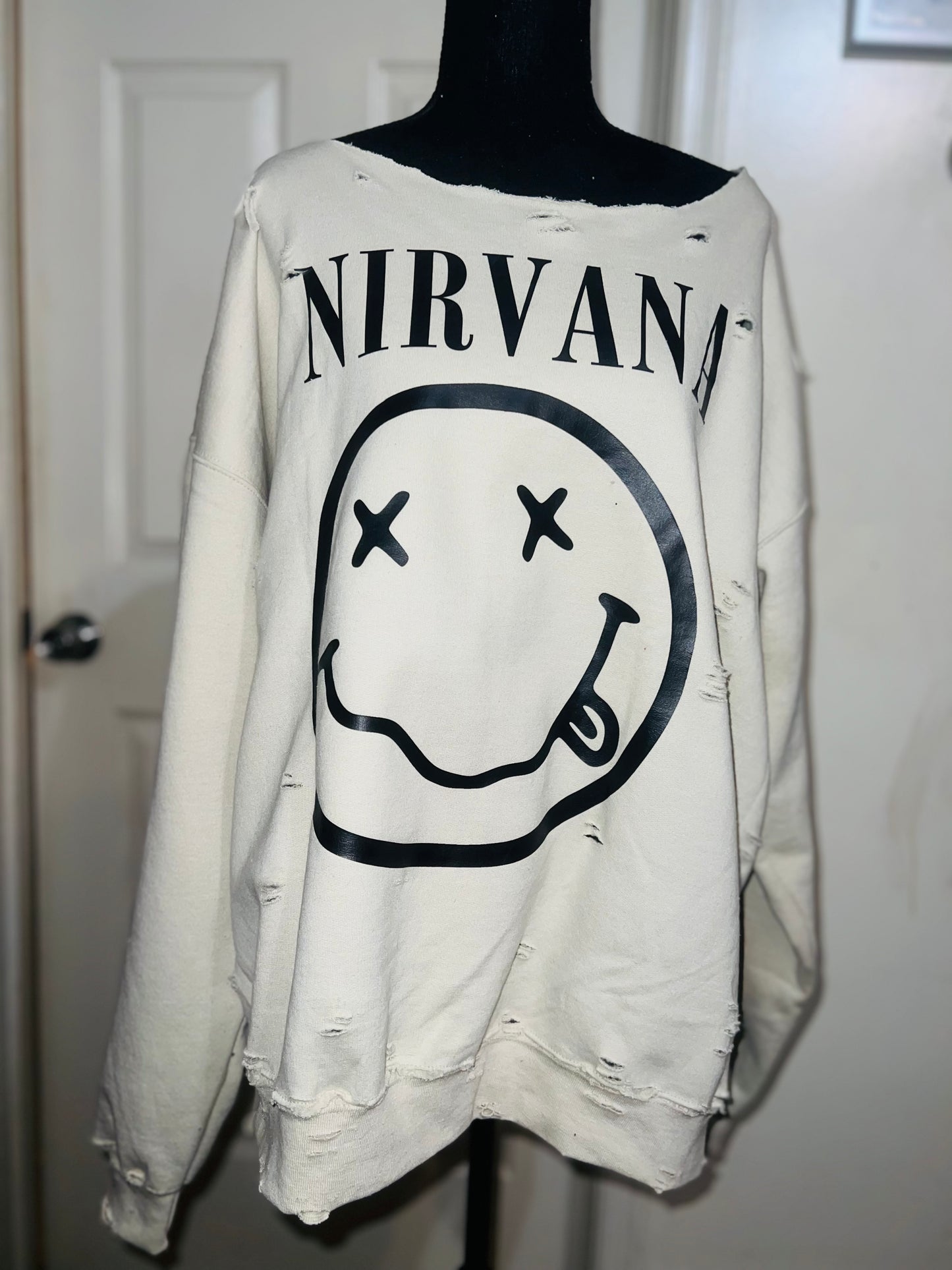 Nirvana Oversized Distressed Sweatshirt