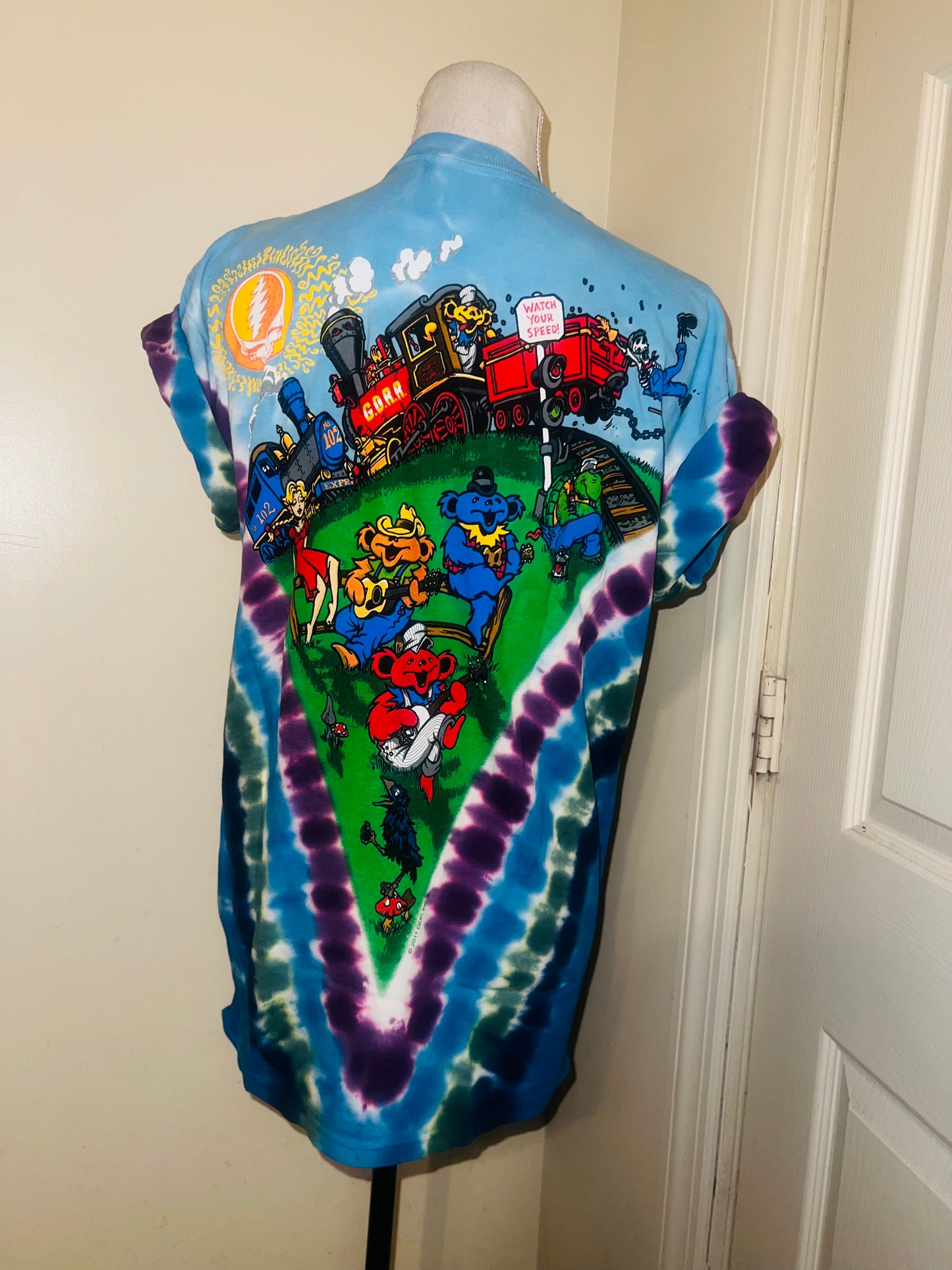 Grateful Dead Train Double Sided Oversized Distressed Tee