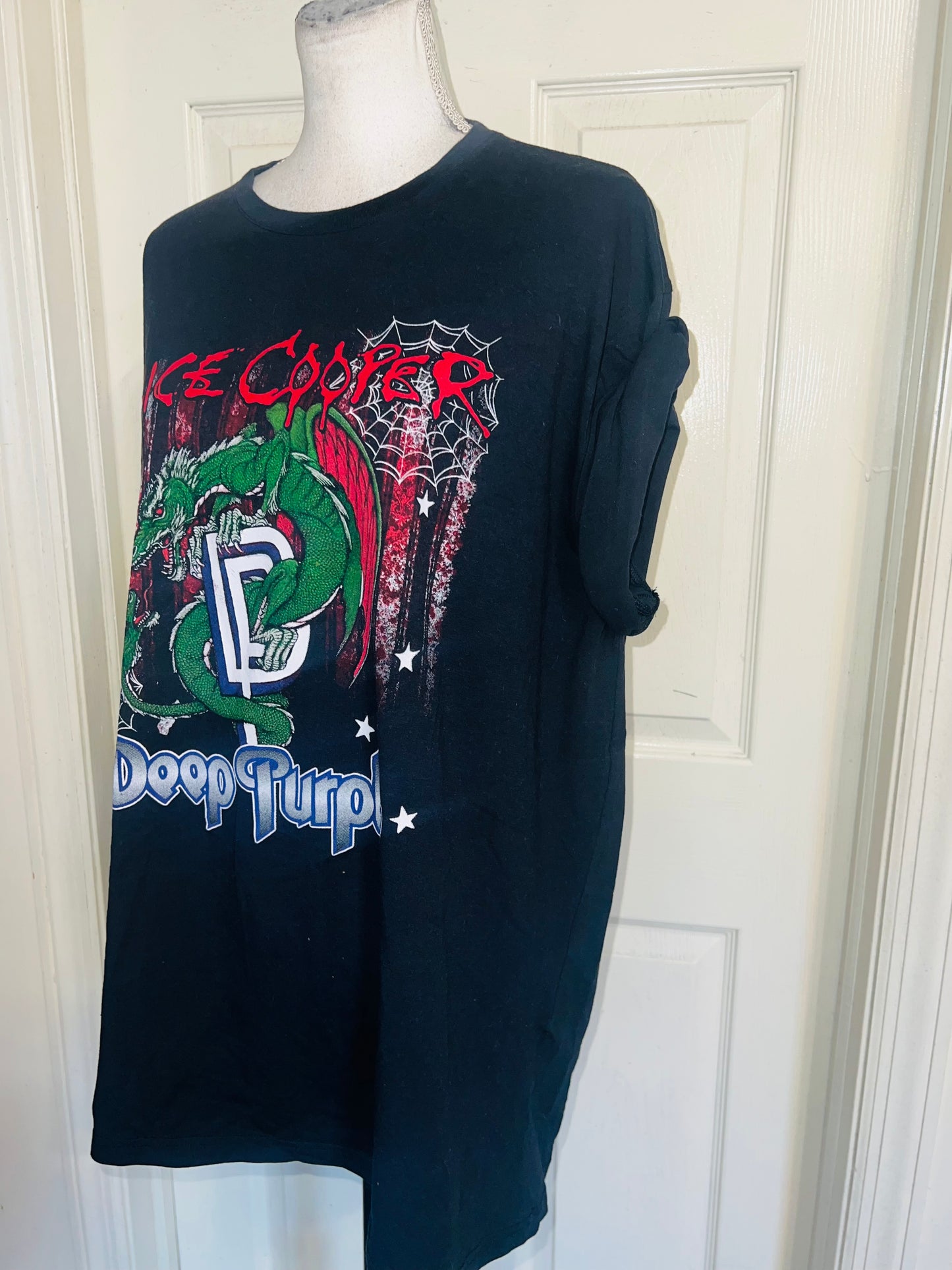 Alice Cooper and Deep Purple Double Sided Oversized Distressed Tee