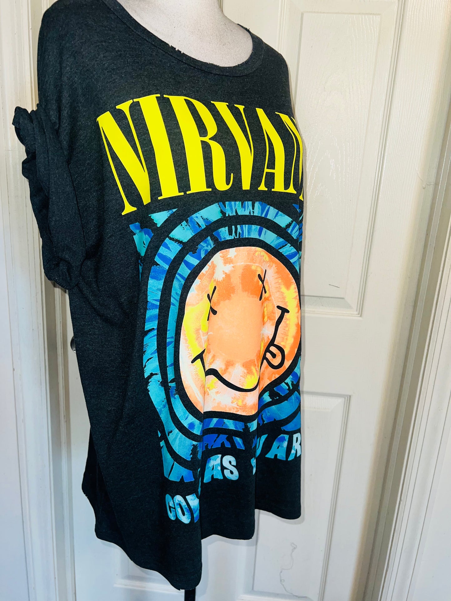 Nirvana Double Sided Oversized Distressed Tee