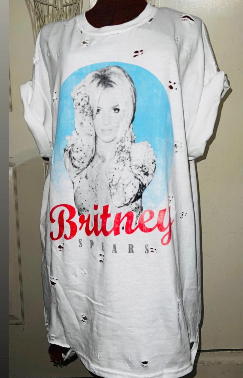 Britney Spears Oversized Distressed Tee