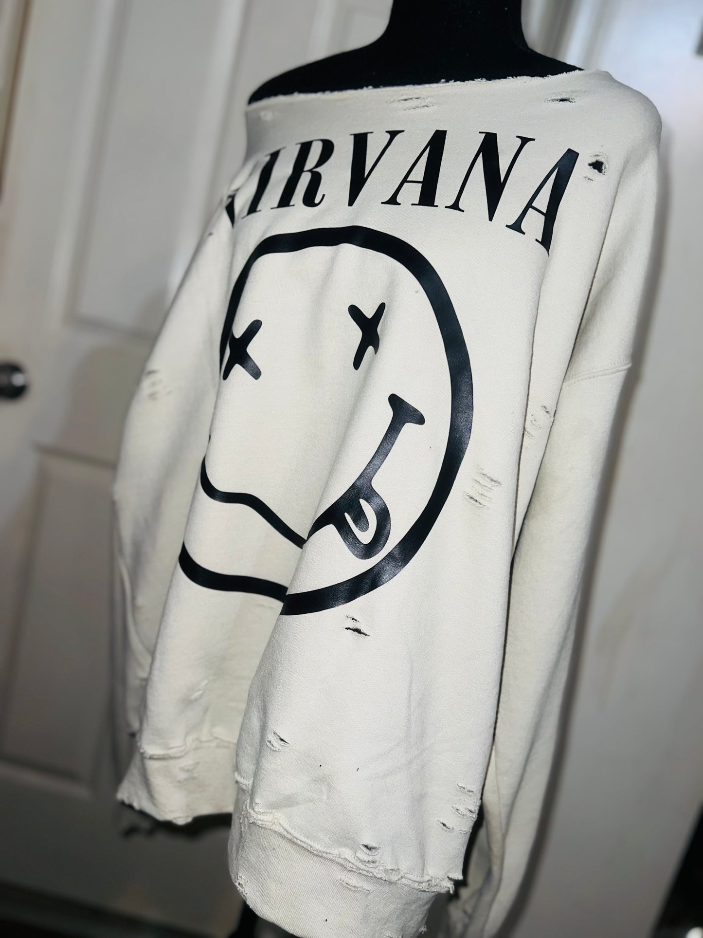 Nirvana Oversized Distressed Sweatshirt