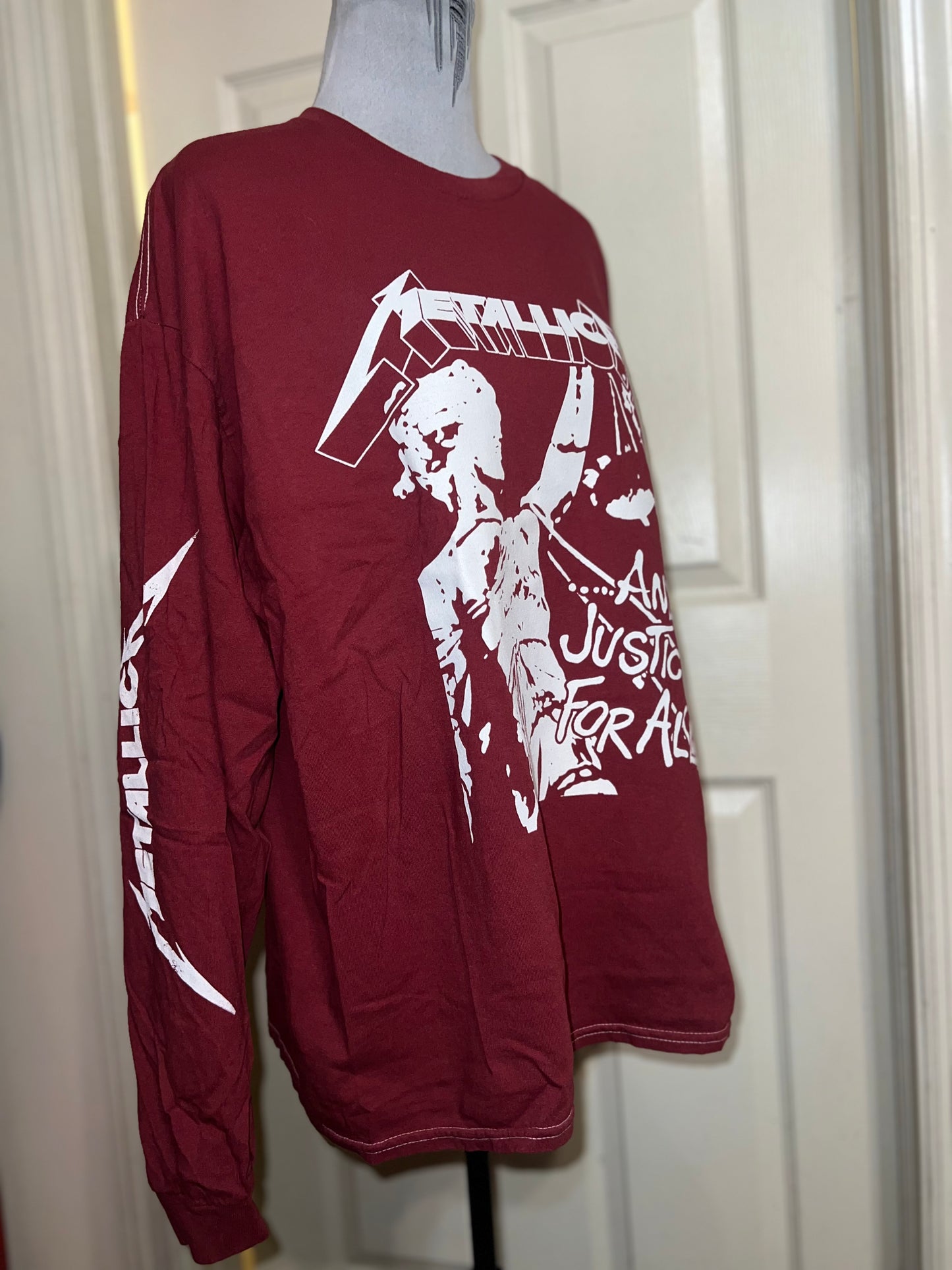 Metallica Long Sleeve Oversized Distressed Tee