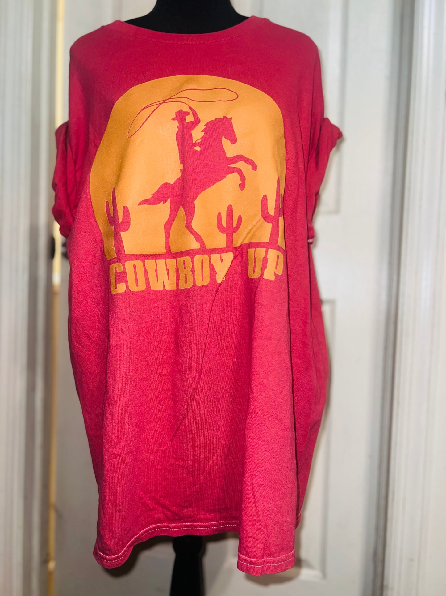 Cowboy Up Oversized Distressed Tee