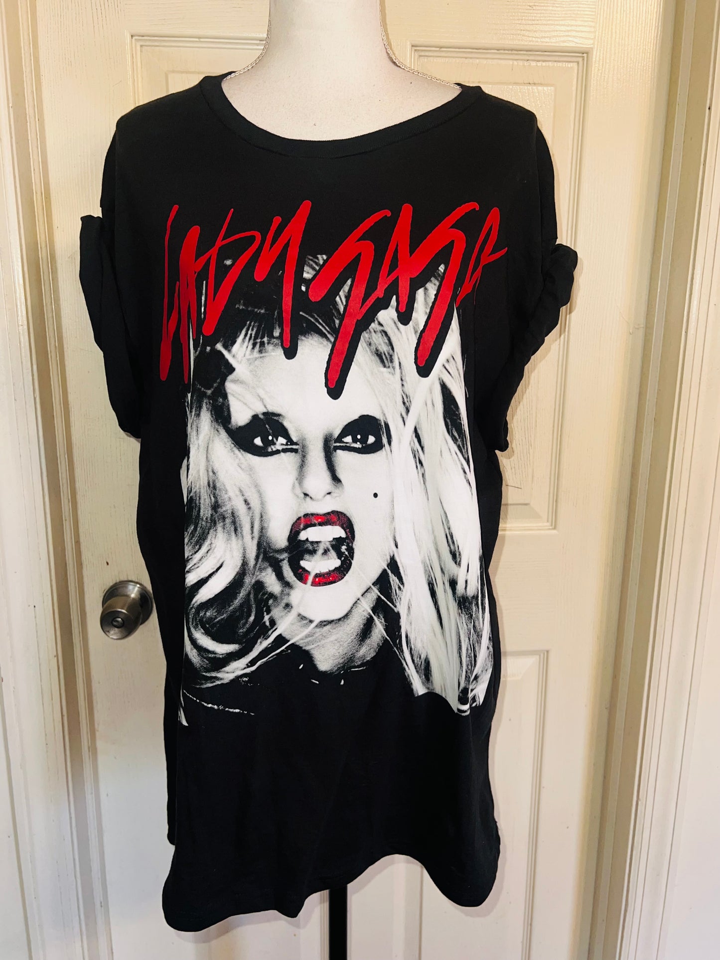 Lady Gaga Oversized Distressed Tee