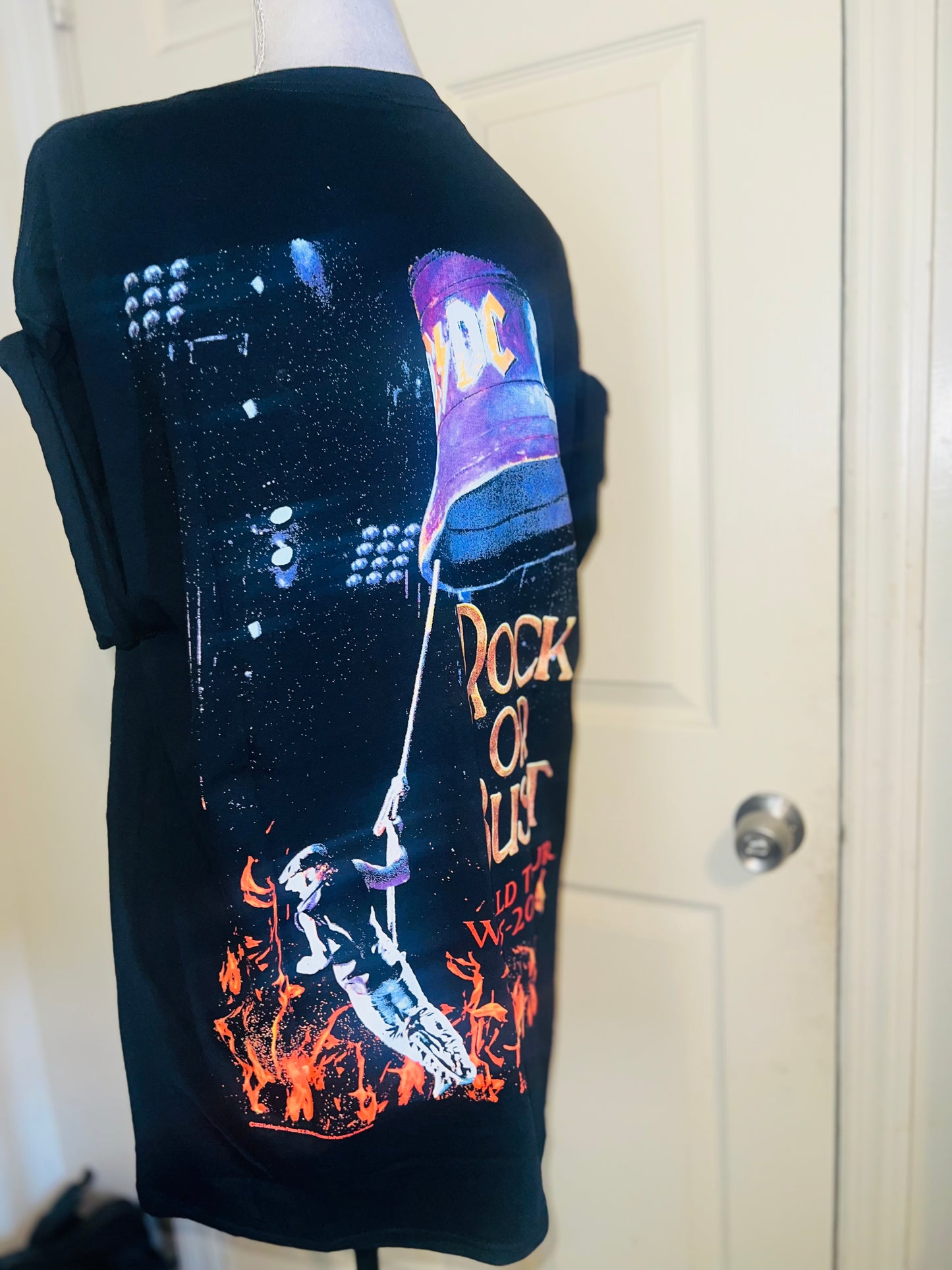 AC/DC Double Sided Oversized Distressed Tee