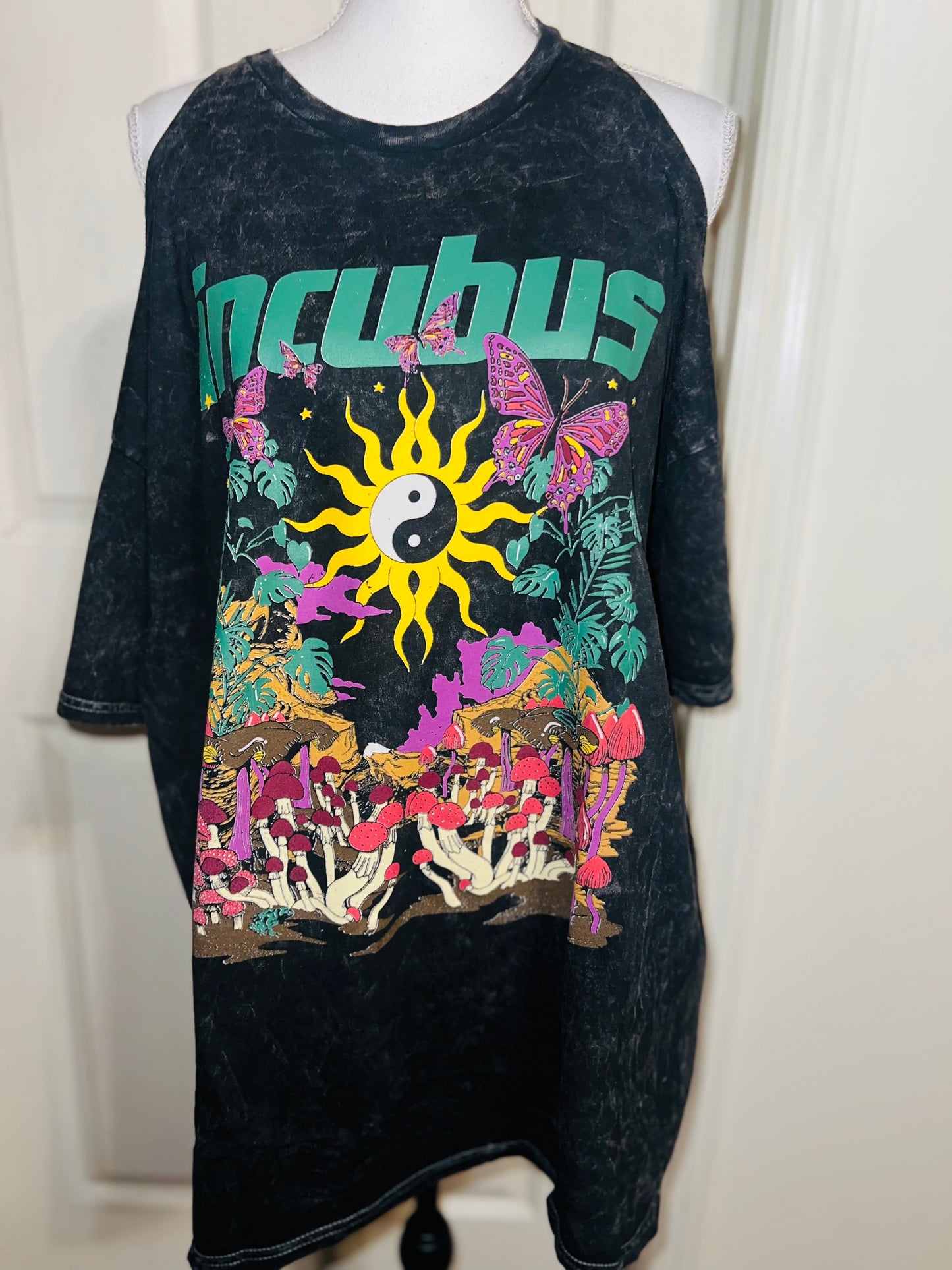 Incubus Oversized Distressed Cut Out Tee