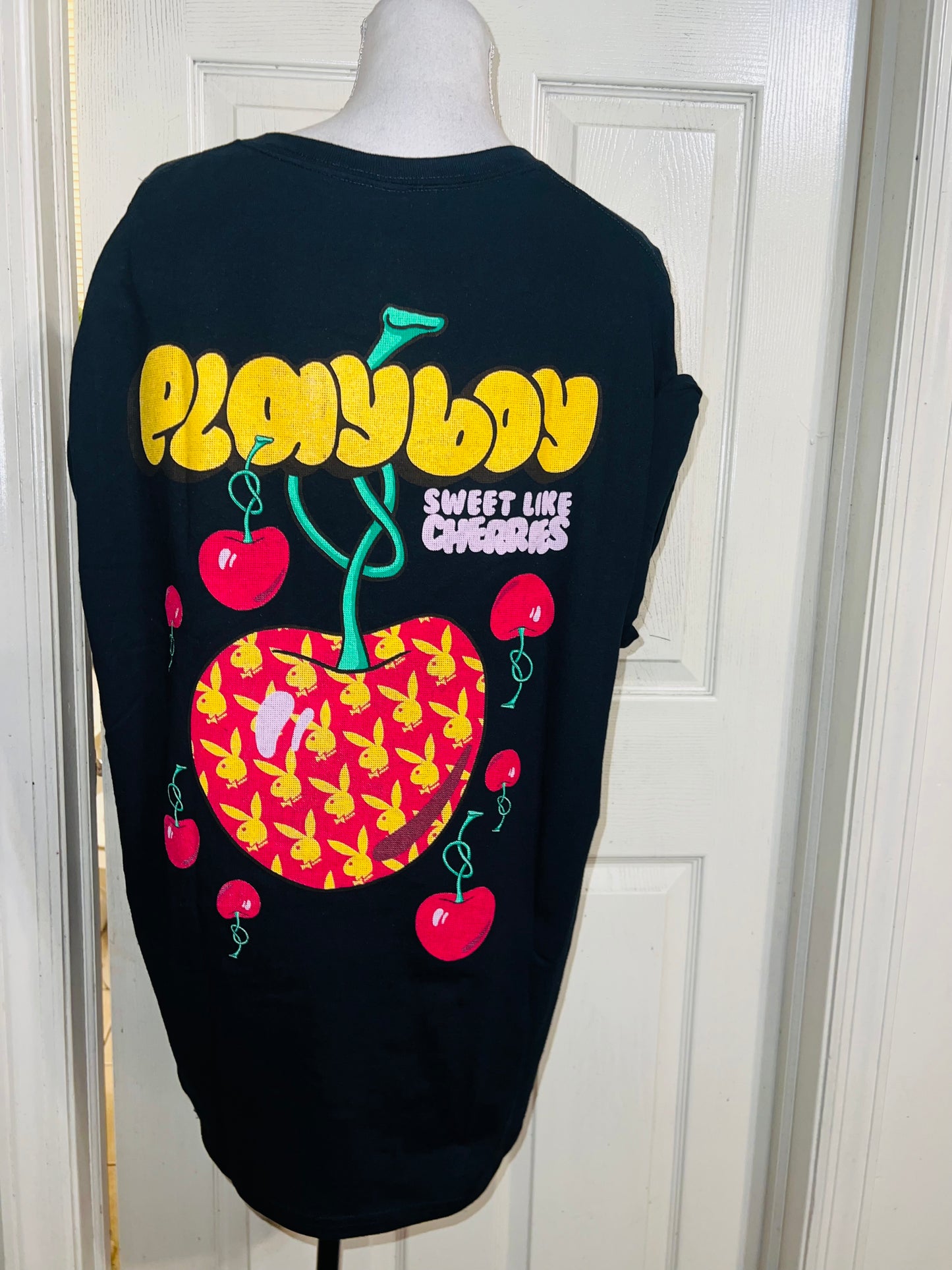 Playboy Cherry Double Sided Oversized Distressed Tee