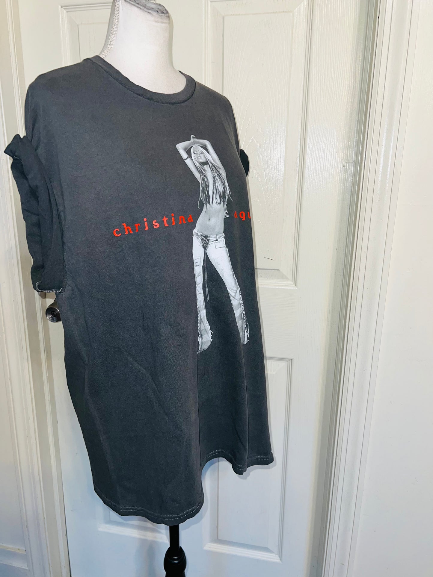 Christina Aguilera Oversized Distressed Tee