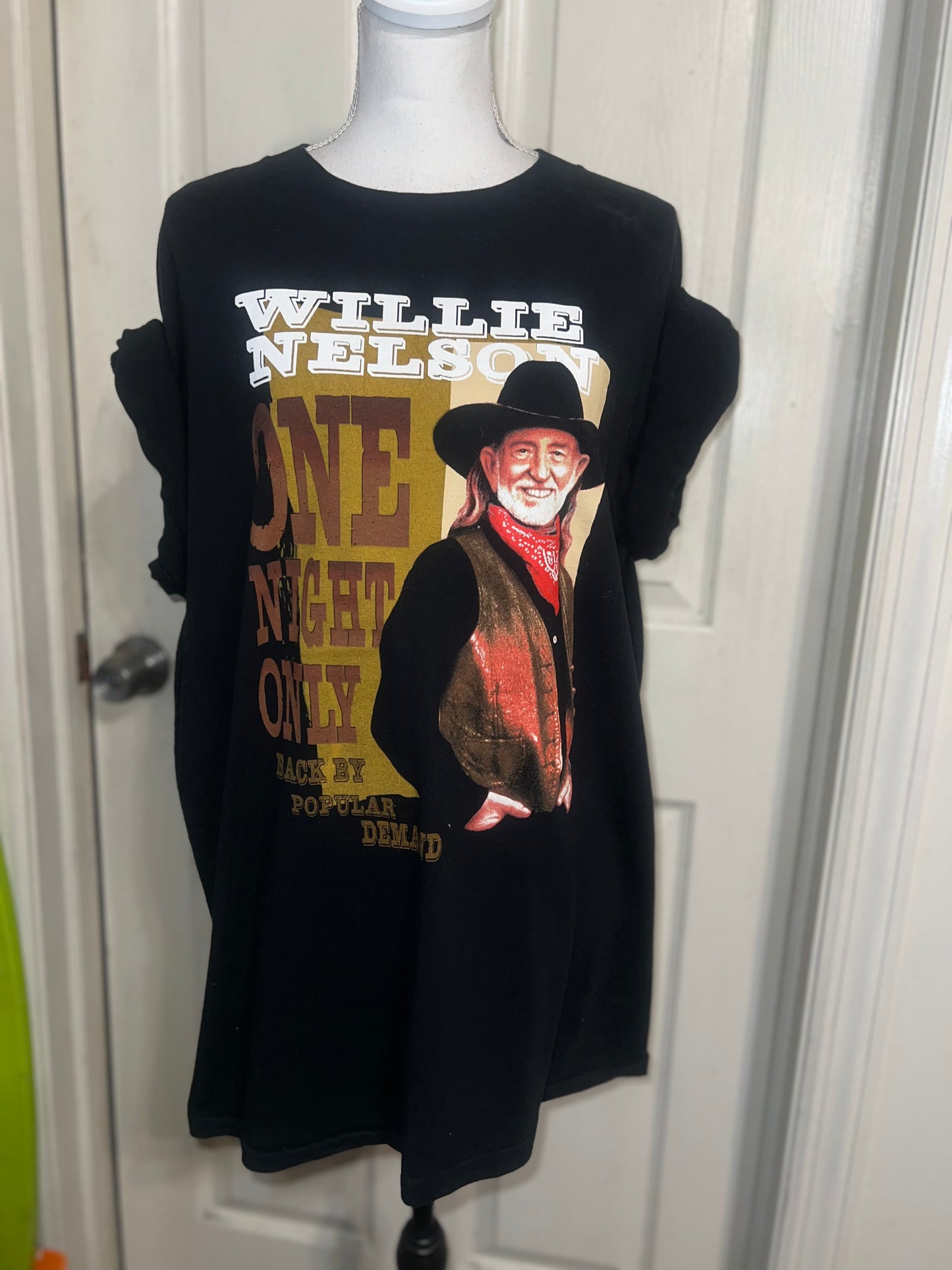 Willie Nelson Double Sided Distressed Vintage Oversized Tee