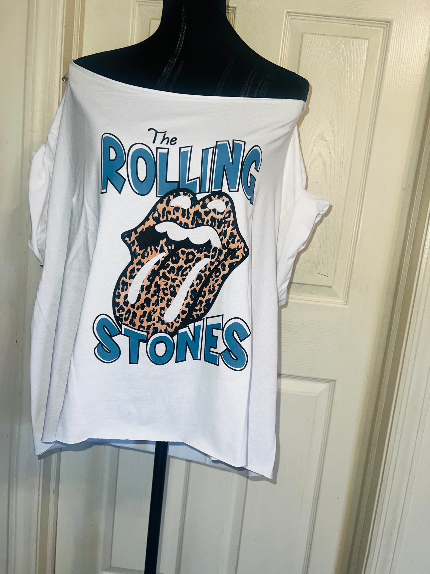 Rolling Stones Off The Shoulder Oversized Distressed Tee