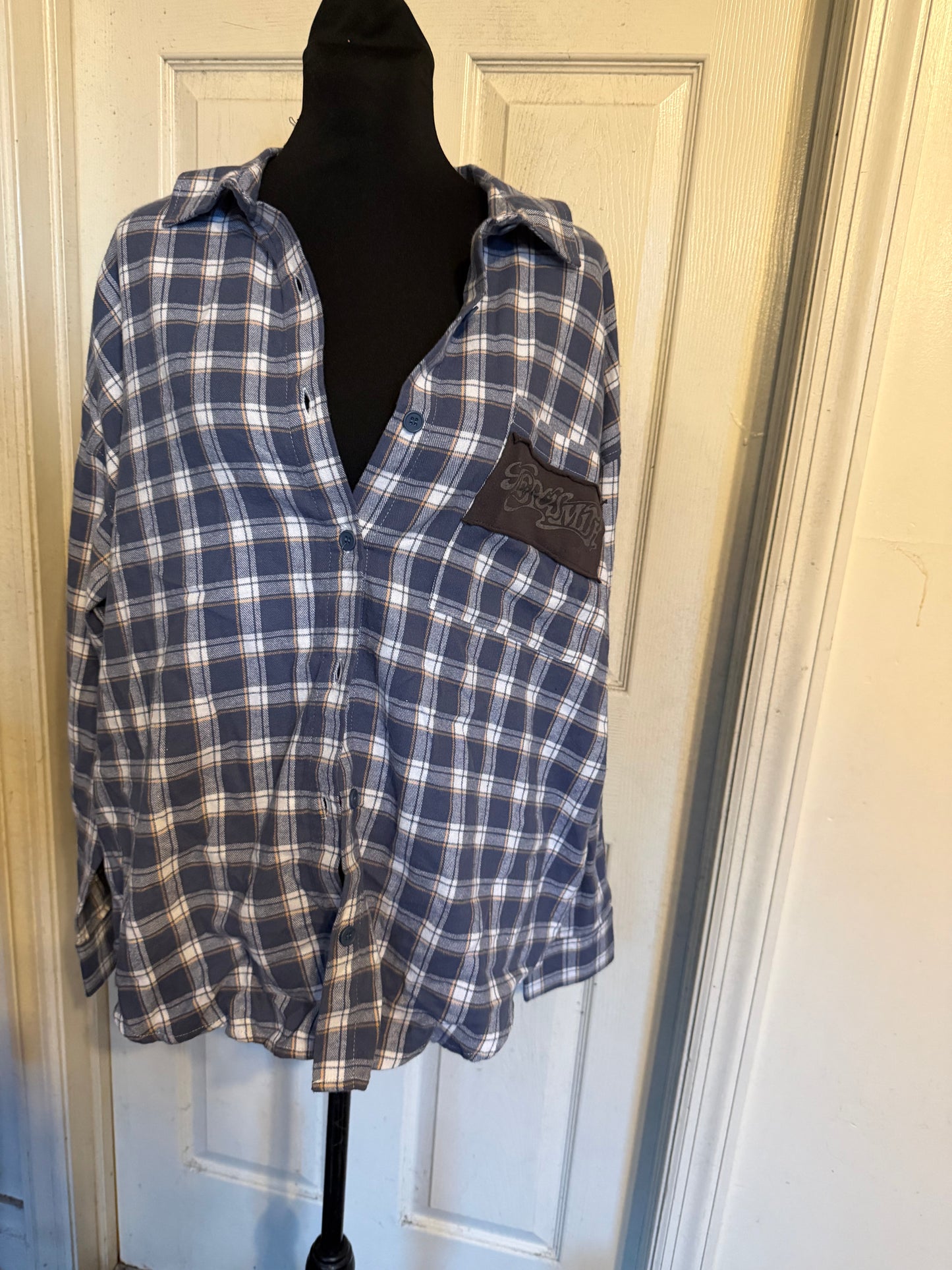 Aerosmith Oversized Double Sided Distressed Flannel