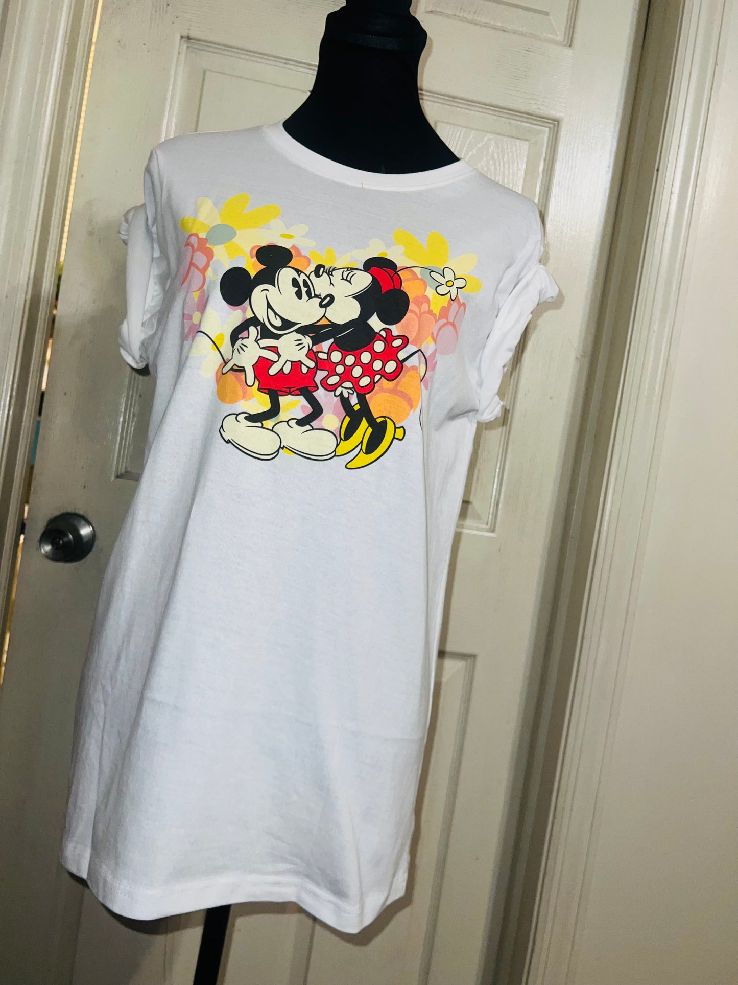 Mickey and Minnie Mouse Oversized Distressed Tee