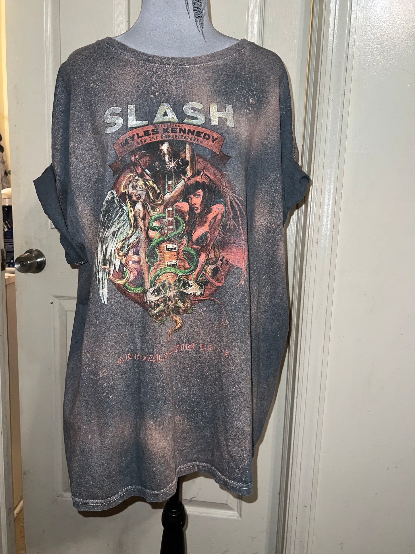 Bleached Slash Distressed Oversized Tee